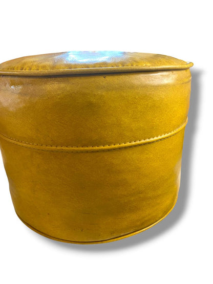 MidCentury Ottoman Hassock Mustard Yellow Footstool 14" Diameter x 11"h
