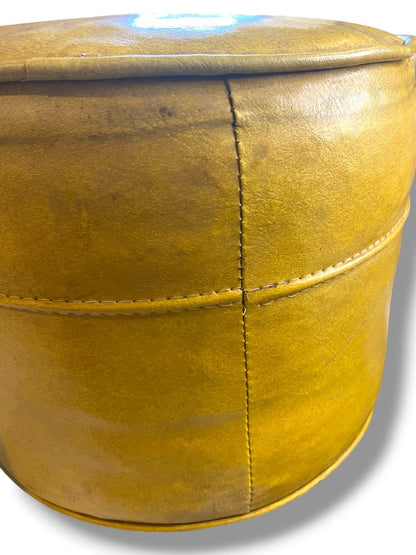 MidCentury Ottoman Hassock Mustard Yellow Footstool 14" Diameter x 11"h
