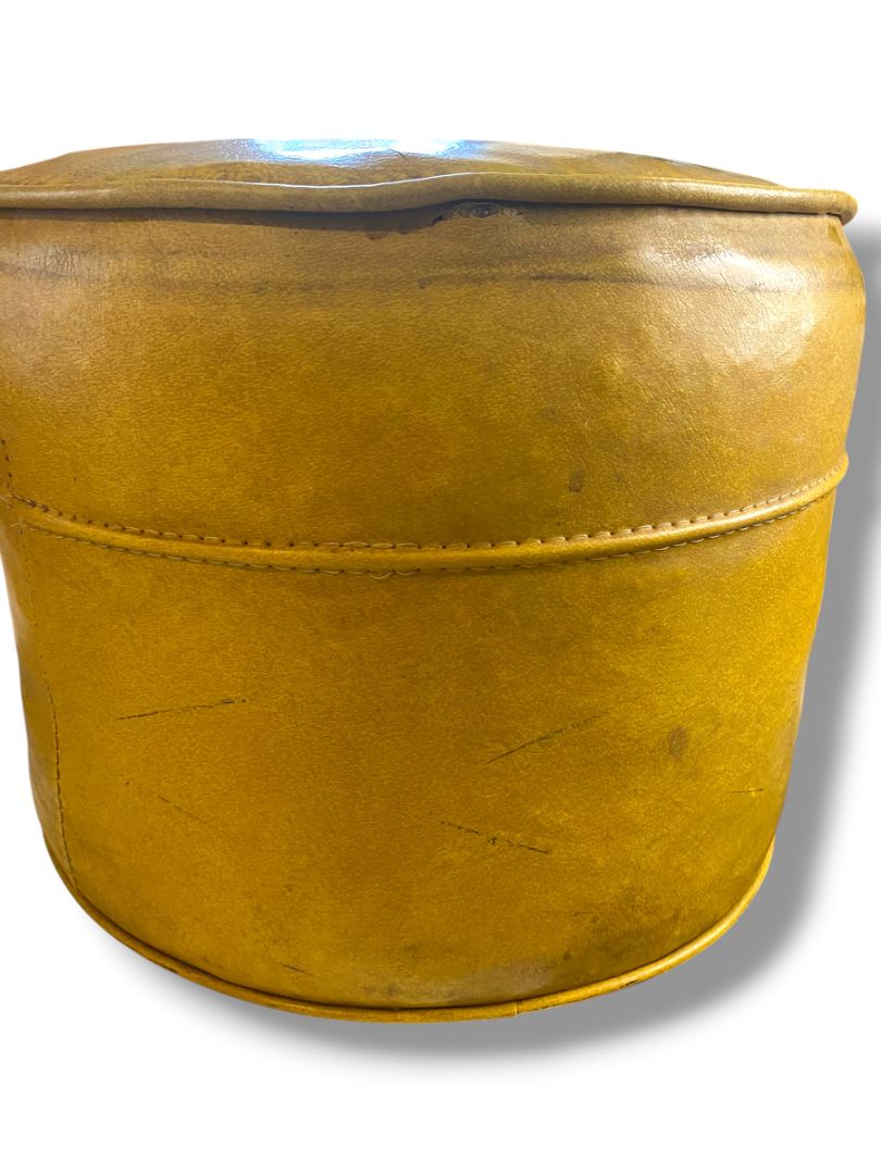 MidCentury Ottoman Hassock Mustard Yellow Footstool 14" Diameter x 11"h