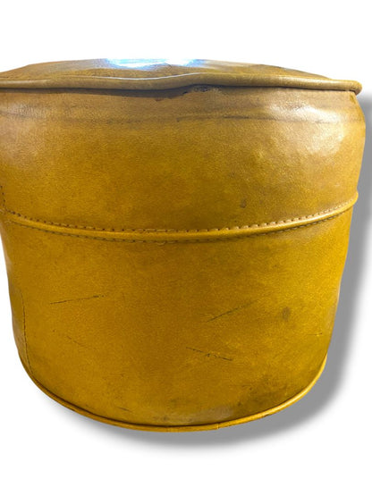 MidCentury Ottoman Hassock Mustard Yellow Footstool 14" Diameter x 11"h