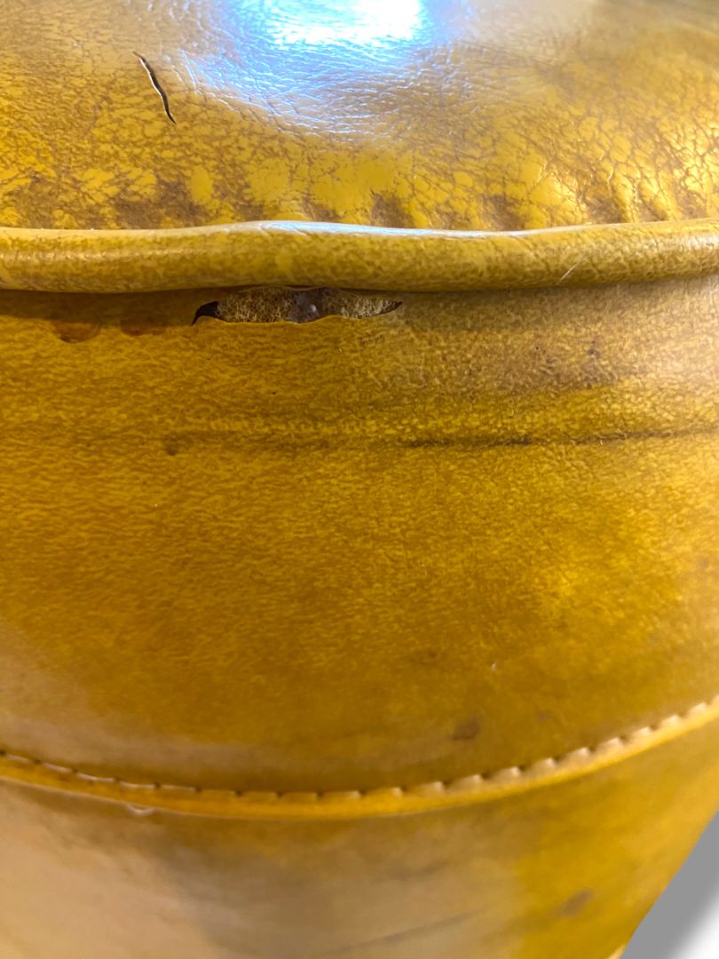 MidCentury Ottoman Hassock Mustard Yellow Footstool 14" Diameter x 11"h