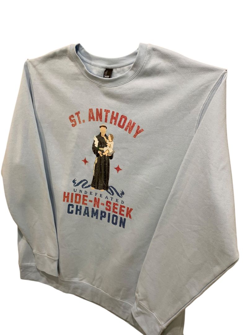 Size 4X Womens Pullover Sweatshirt St Anthony Hide-n-Seek Champion Blue