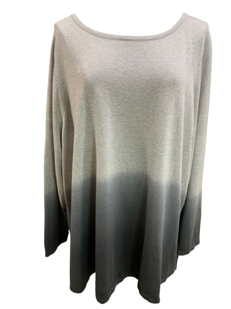 Size 3X Belle by Kim Gravel Womens Gray Ombre Sweater