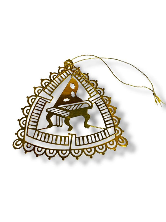 Vintage Goldtone Christmas Ornament Piano Dimensional 2.5" Lightweight