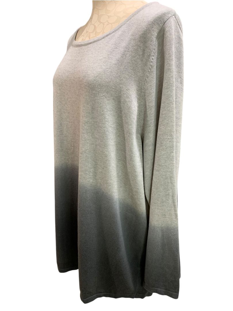 Size 3X Belle by Kim Gravel Womens Gray Ombre Sweater