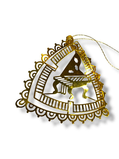 Vintage Goldtone Christmas Ornament Piano Dimensional 2.5" Lightweight