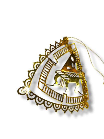 Vintage Goldtone Christmas Ornament Piano Dimensional 2.5" Lightweight