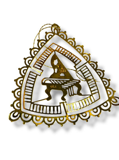 Vintage Goldtone Christmas Ornament Piano Dimensional 2.5" Lightweight