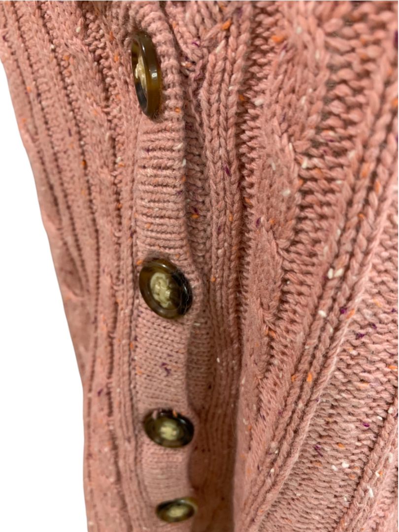 Size XL New York & Co Womens Cable Knit Cardigan Pink Flecked Wool Blend