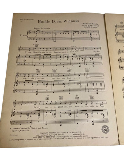1941 Buckle Down Winsocki Sheet Music Best Foot Forward Martin Blane