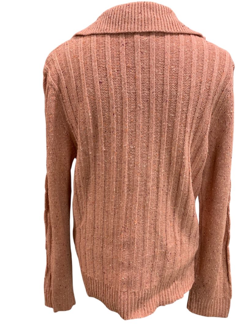 Size XL New York & Co Womens Cable Knit Cardigan Pink Flecked Wool Blend
