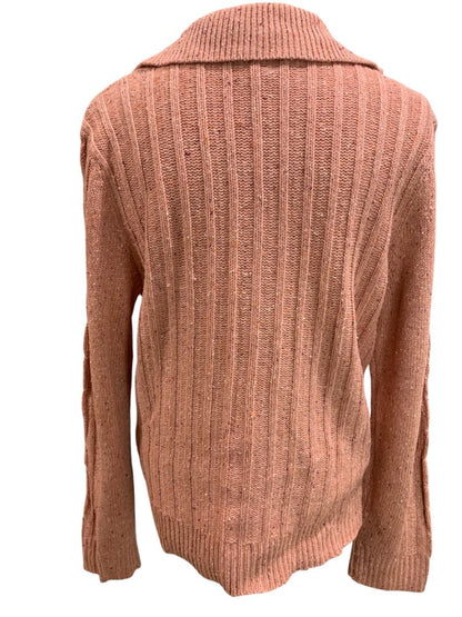 Size XL New York & Co Womens Cable Knit Cardigan Pink Flecked Wool Blend