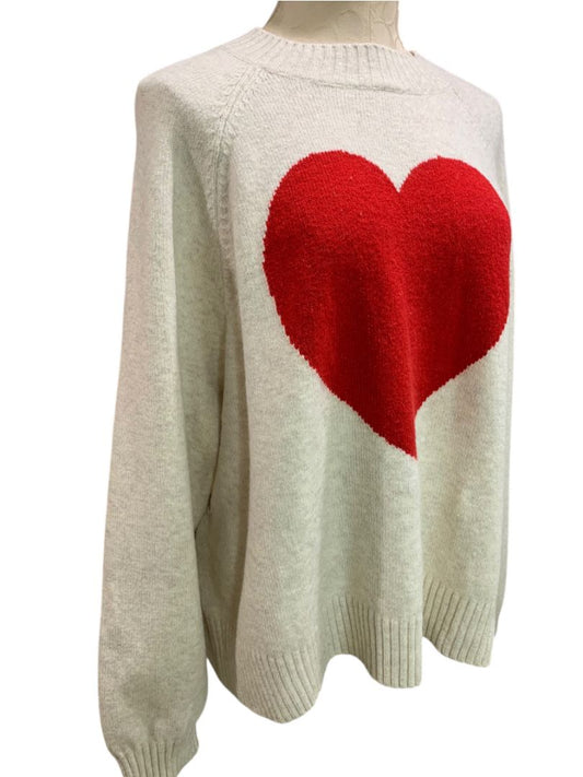 Size 3X Old Navy Womens New Soft Sweater Cream Red Sparkle Heart