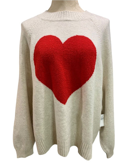 Size 3X Old Navy Womens New Soft Sweater Cream Red Sparkle Heart