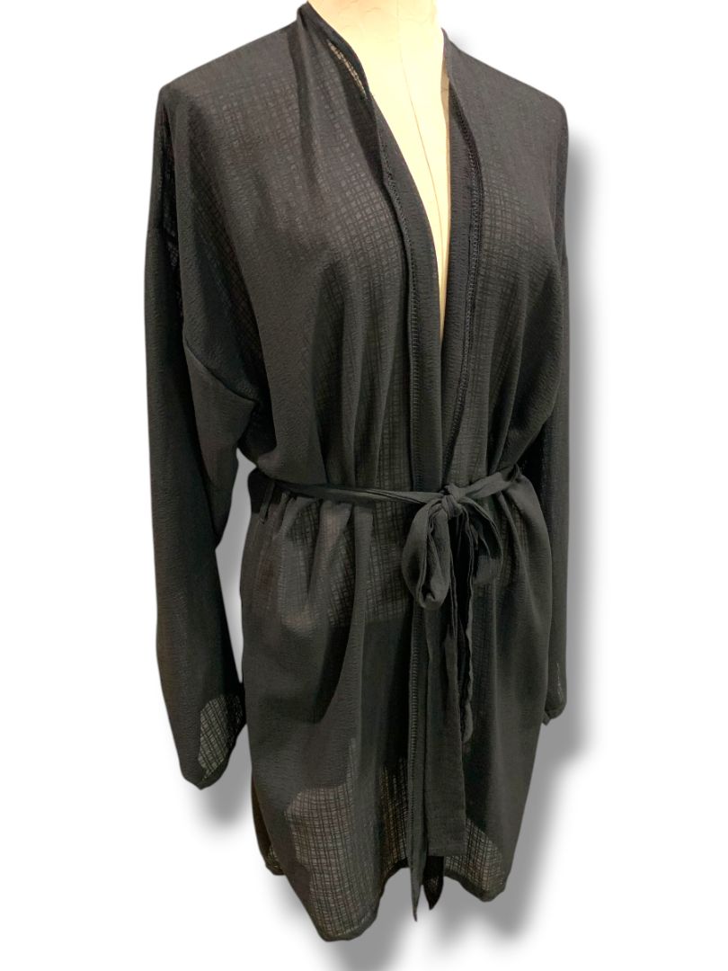 Size 10 PrettyLittleThing Womens Black Short Lightweight Robe Coverup