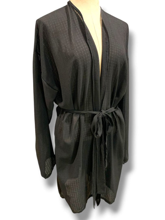 Size 10 PrettyLittleThing Womens Black Short Lightweight Robe Coverup