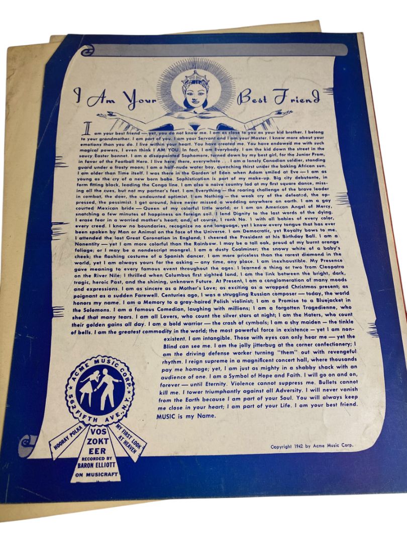 1941 Hoora Polka Sheet Music La Polka Del Aplauso Tomerlin Livschakoff
