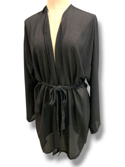 Size 10 PrettyLittleThing Womens Black Short Lightweight Robe Coverup