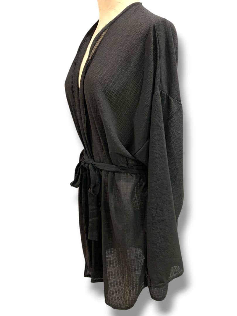 Size 10 PrettyLittleThing Womens Black Short Lightweight Robe Coverup