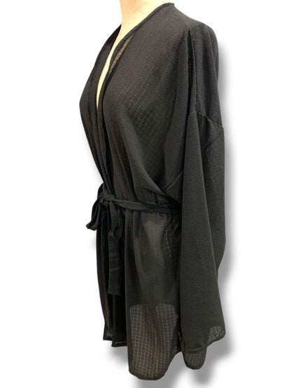 Size 10 PrettyLittleThing Womens Black Short Lightweight Robe Coverup