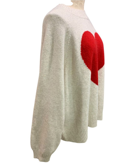 Size 3X Old Navy Womens New Soft Sweater Cream Red Sparkle Heart