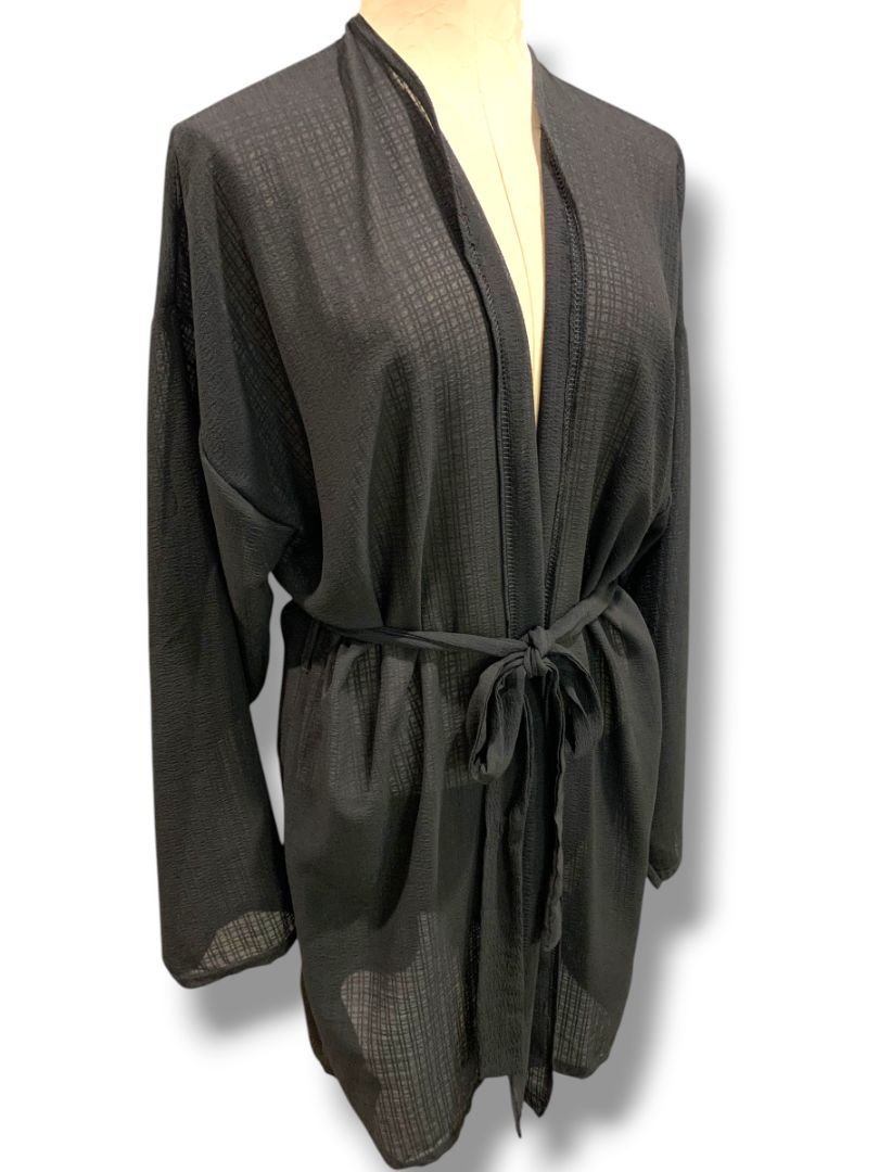 Size 10 PrettyLittleThing Womens Black Short Lightweight Robe Coverup