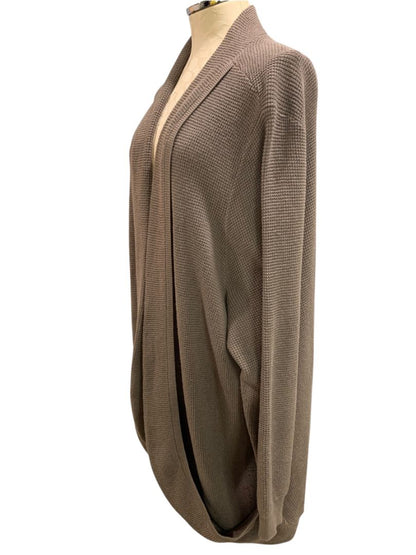 Size 3X Belle by Kim Gravel Womens Brown Waffle Knit Open Cardigan