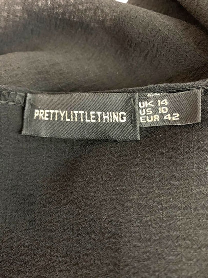 Size 10 PrettyLittleThing Womens Black Short Lightweight Robe Coverup