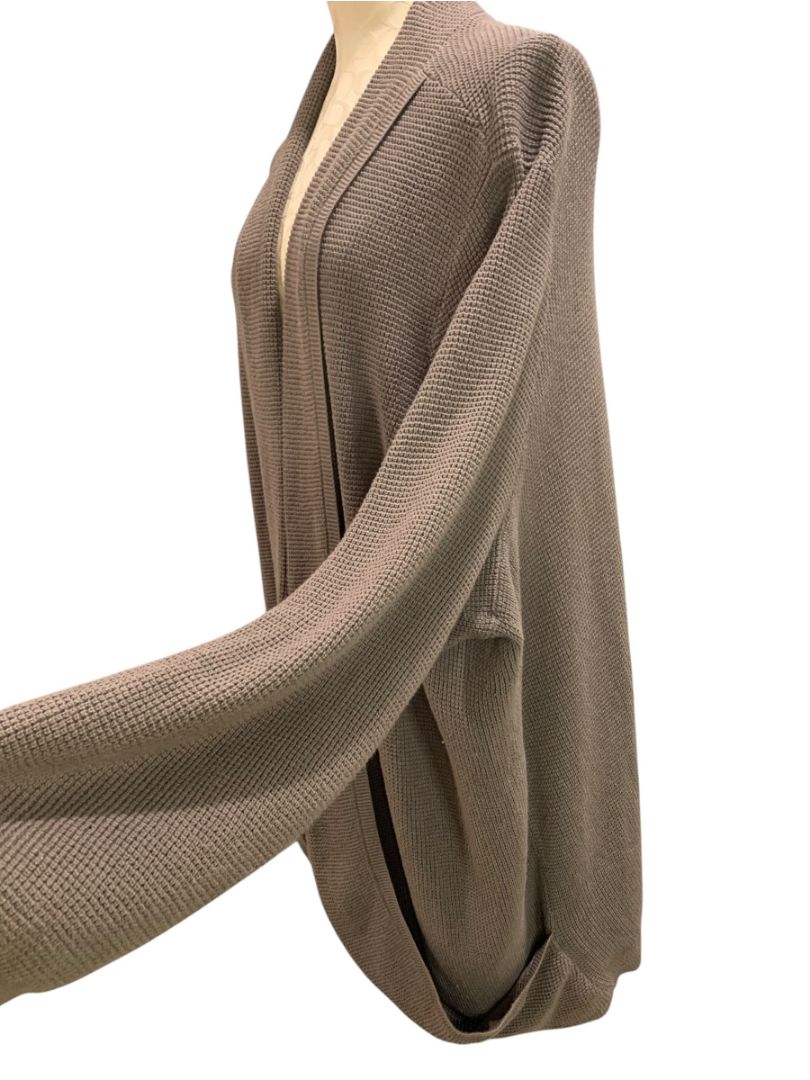 Size 3X Belle by Kim Gravel Womens Brown Waffle Knit Open Cardigan