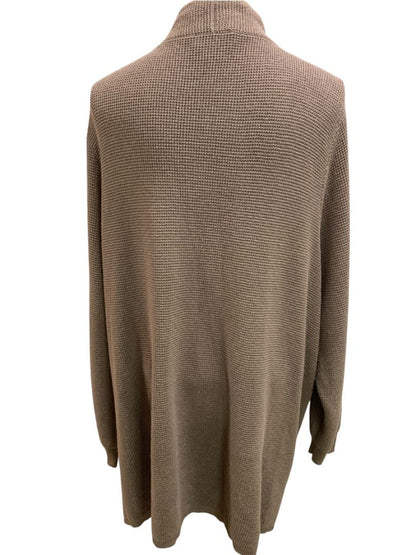 Size 3X Belle by Kim Gravel Womens Brown Waffle Knit Open Cardigan