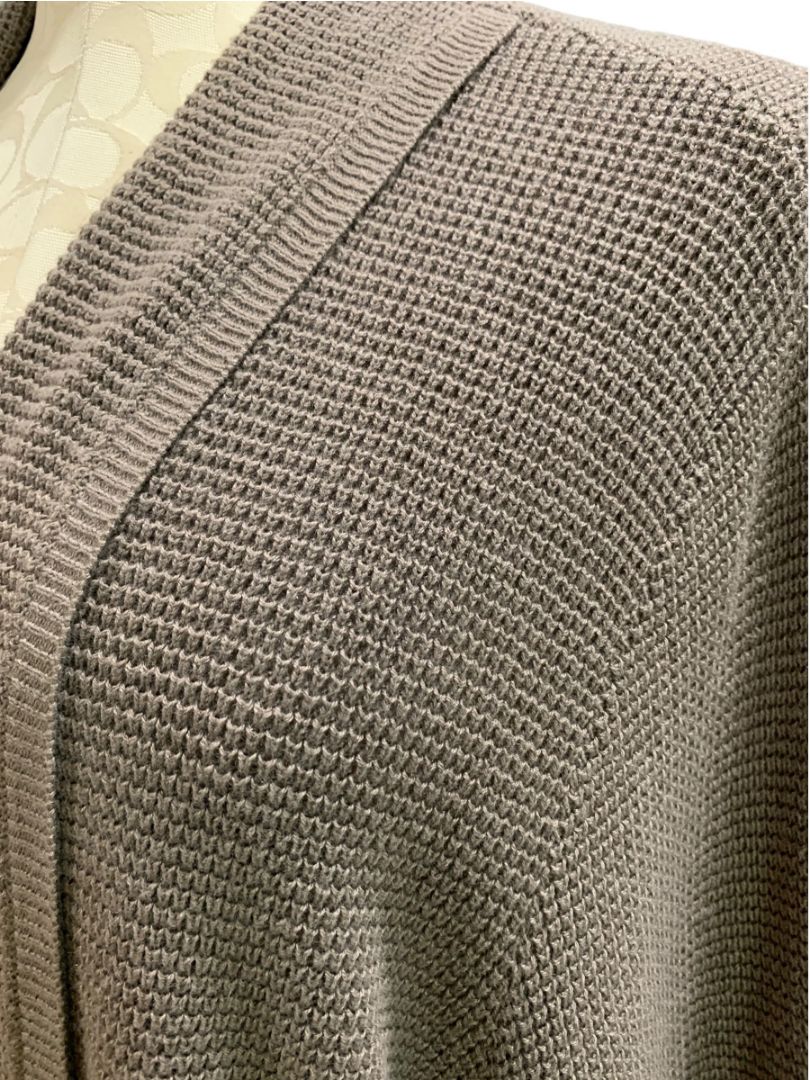 Size 3X Belle by Kim Gravel Womens Brown Waffle Knit Open Cardigan