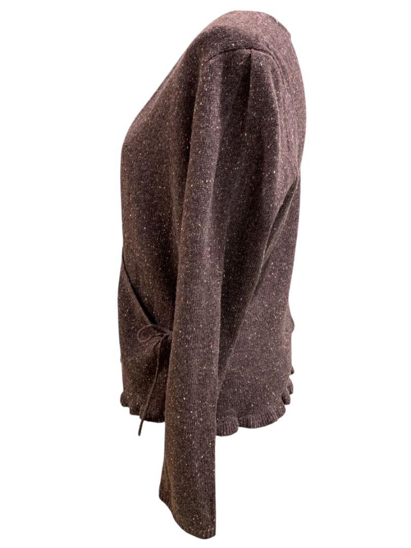 Size XL New York & Co Womens New Flecked Purple Wrap Sweater Wool Blend