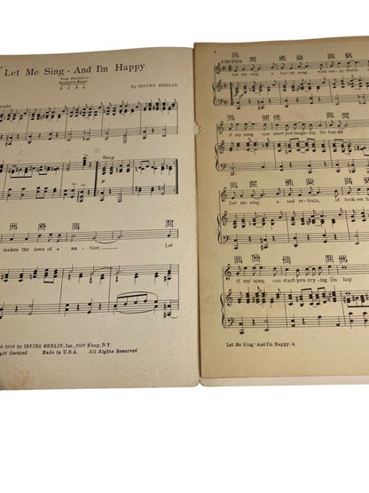 1929 Let Me Sing and I'm Happy Sheet Music Mammy Al Jolson Irving Berlin