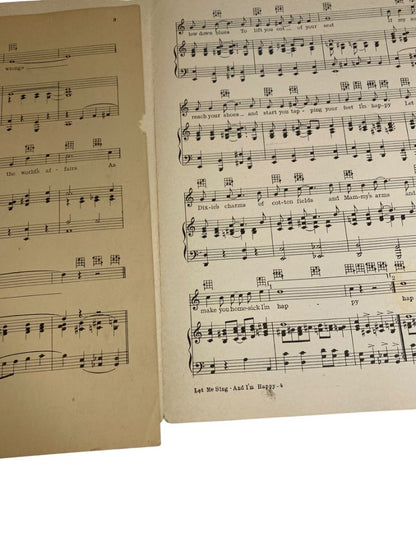 1929 Let Me Sing and I'm Happy Sheet Music Mammy Al Jolson Irving Berlin