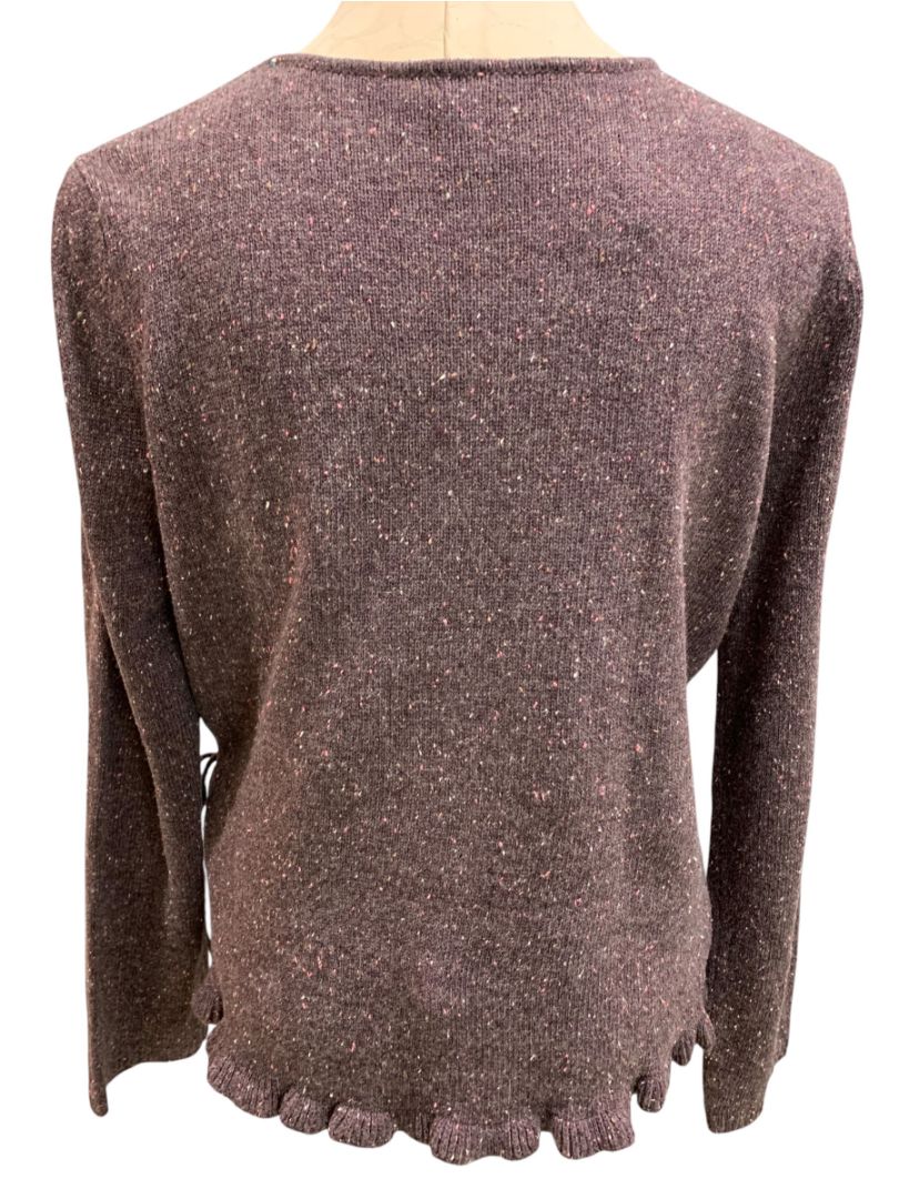 Size XL New York & Co Womens New Flecked Purple Wrap Sweater Wool Blend