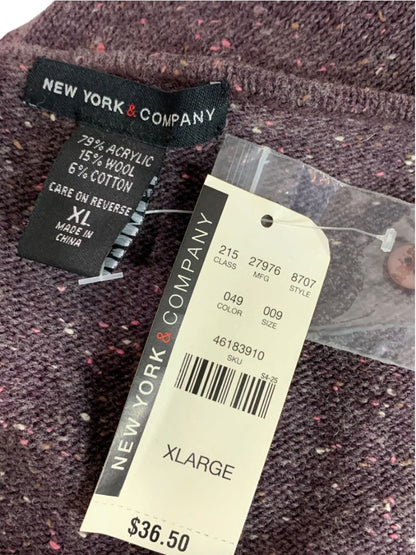 Size XL New York & Co Womens New Flecked Purple Wrap Sweater Wool Blend
