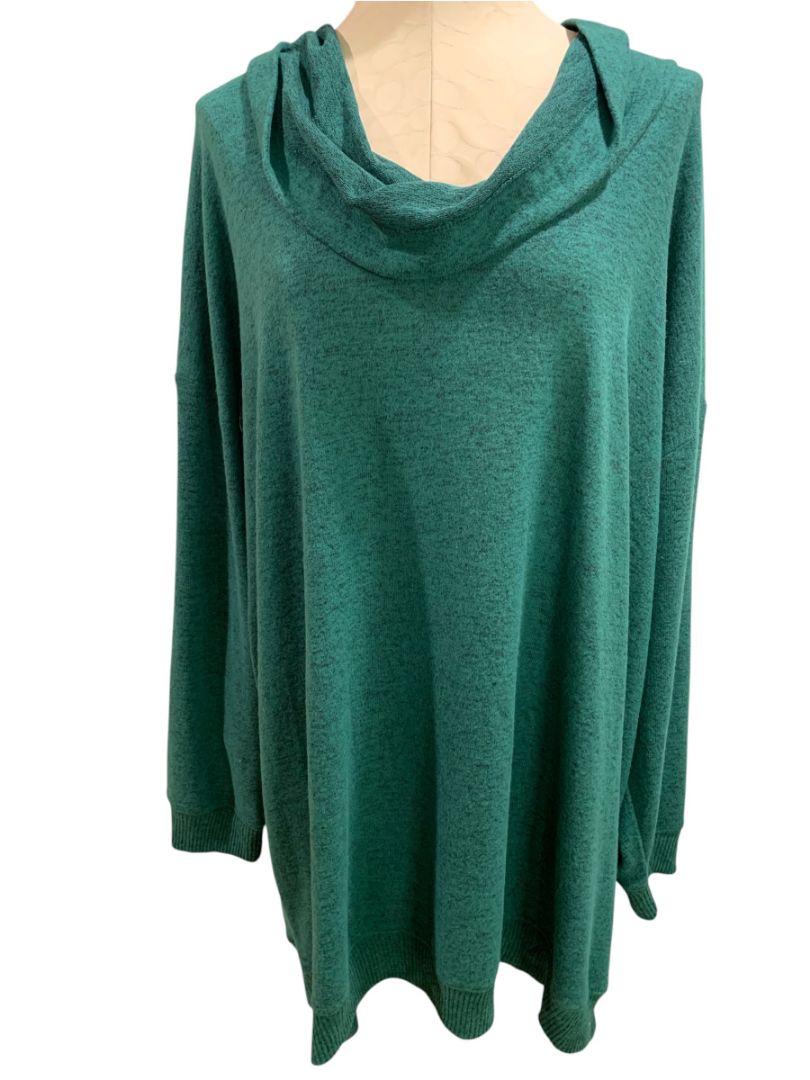 Size 5X (28) torrid Womens Super Soft Cowl Neck Sweater Plush New Emerald Green