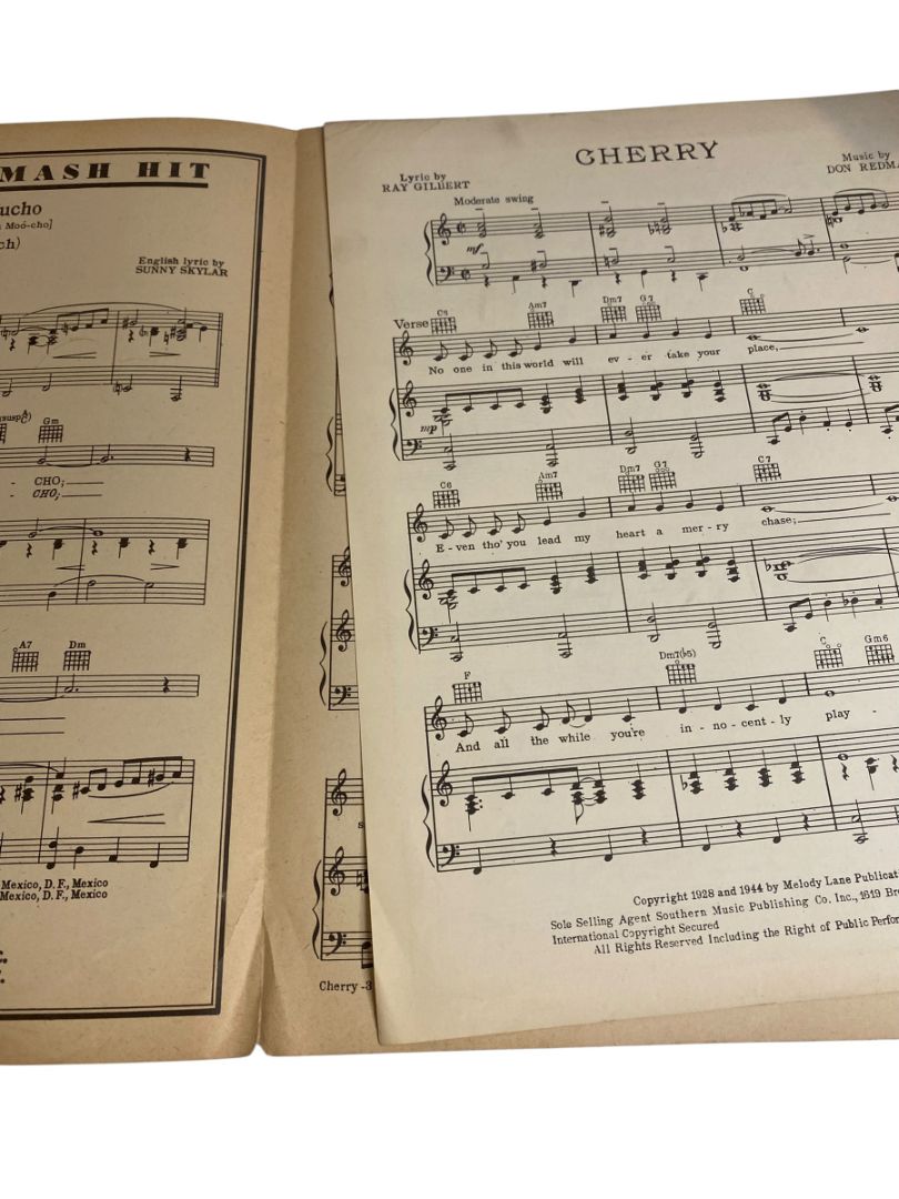 1944 Cherry Sheet Music Ray Gilbert Donald Redman Melody Lane