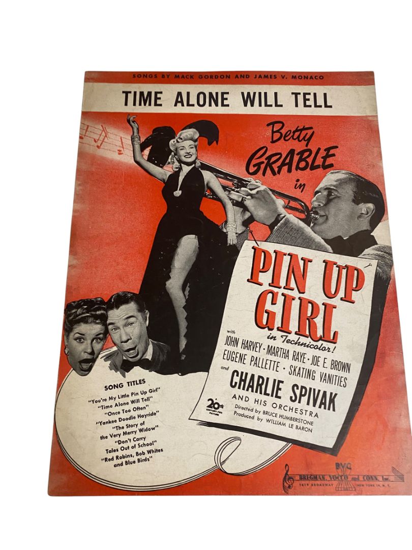 1944 Time Alone Will Tell Sheet Music Betty Grable in Pin Up Girl