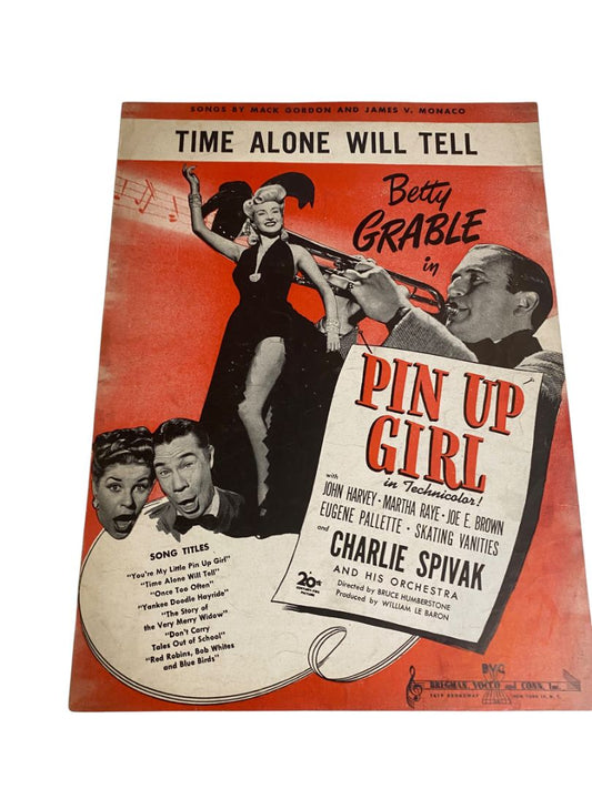 1944 Time Alone Will Tell Sheet Music Betty Grable in Pin Up Girl