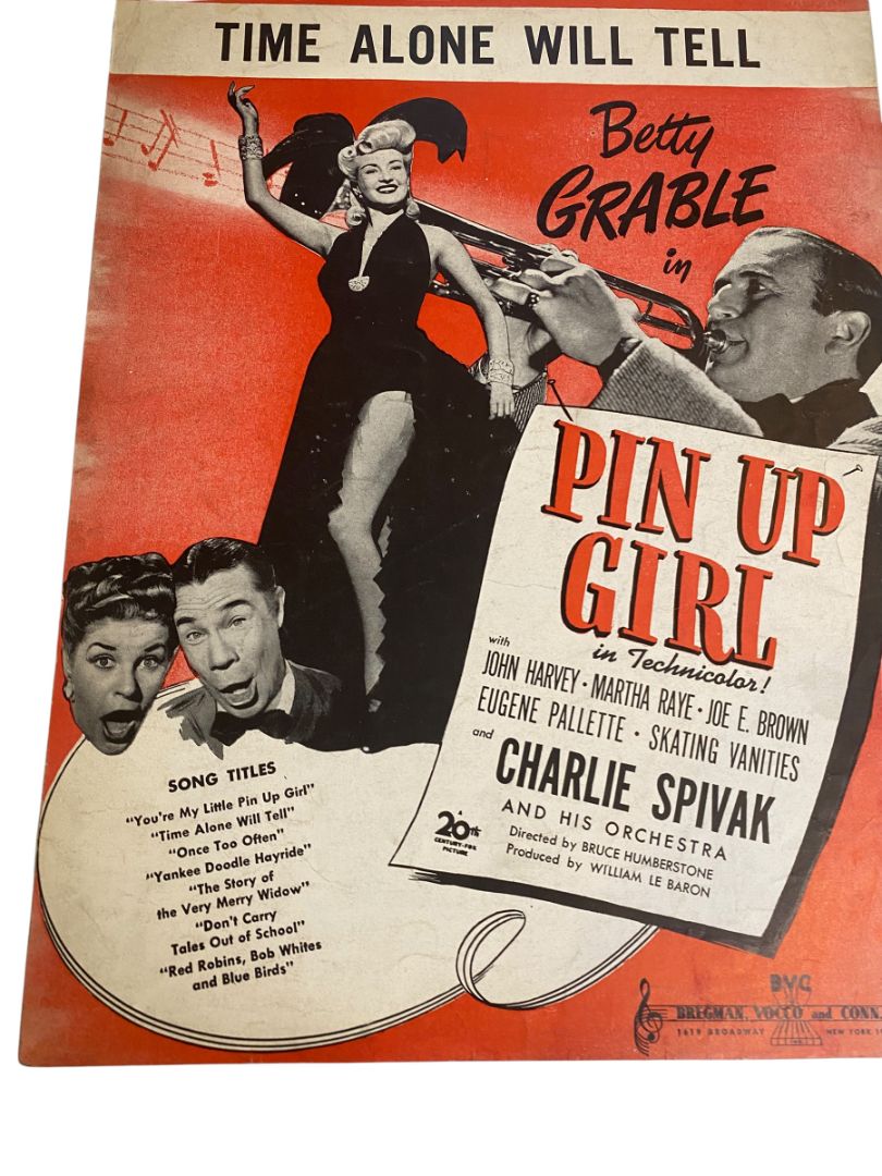1944 Time Alone Will Tell Sheet Music Betty Grable in Pin Up Girl