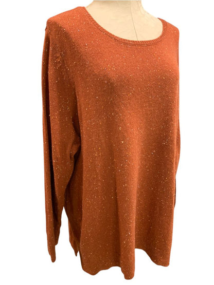 Size 3X Belle by Kim Gravel Womens Rust Orange Flecked Sweater Fall