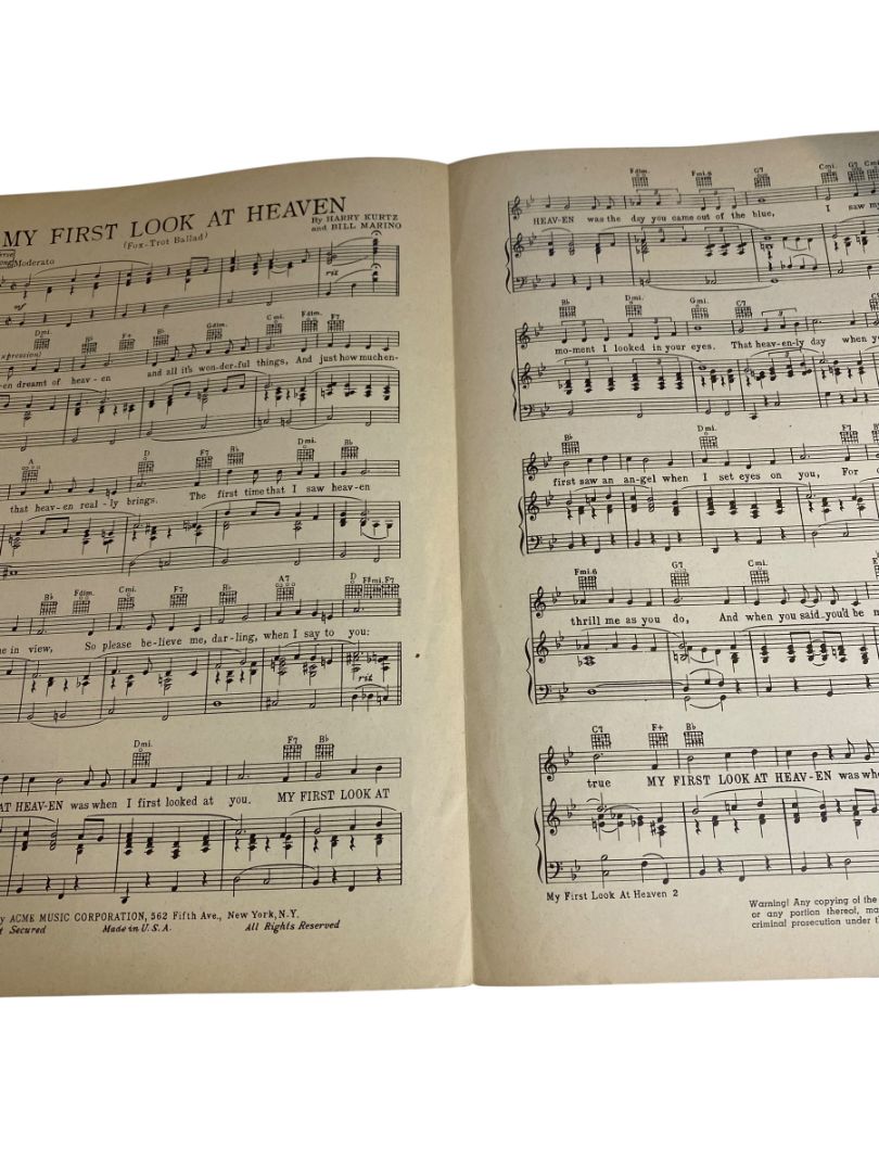 1943 My First Look at Heaven Sheet Music Kurtz Marino Acme Music