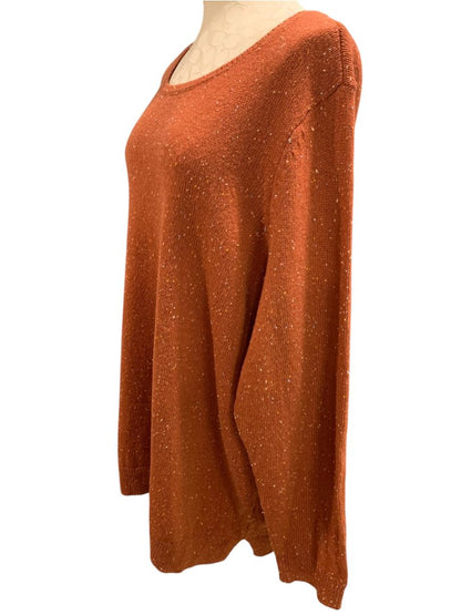 Size 3X Belle by Kim Gravel Womens Rust Orange Flecked Sweater Fall