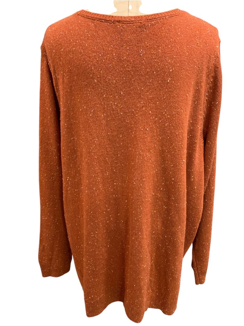 Size 3X Belle by Kim Gravel Womens Rust Orange Flecked Sweater Fall