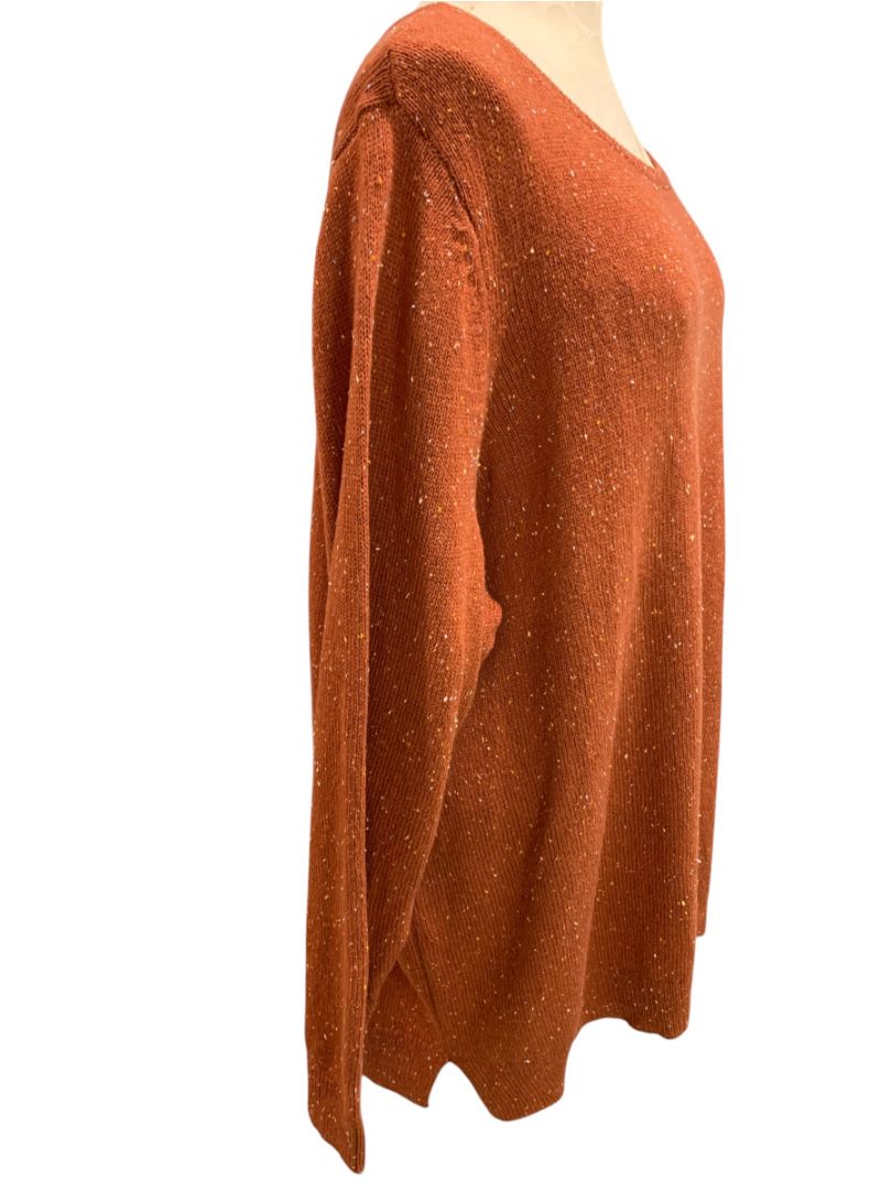 Size 3X Belle by Kim Gravel Womens Rust Orange Flecked Sweater Fall