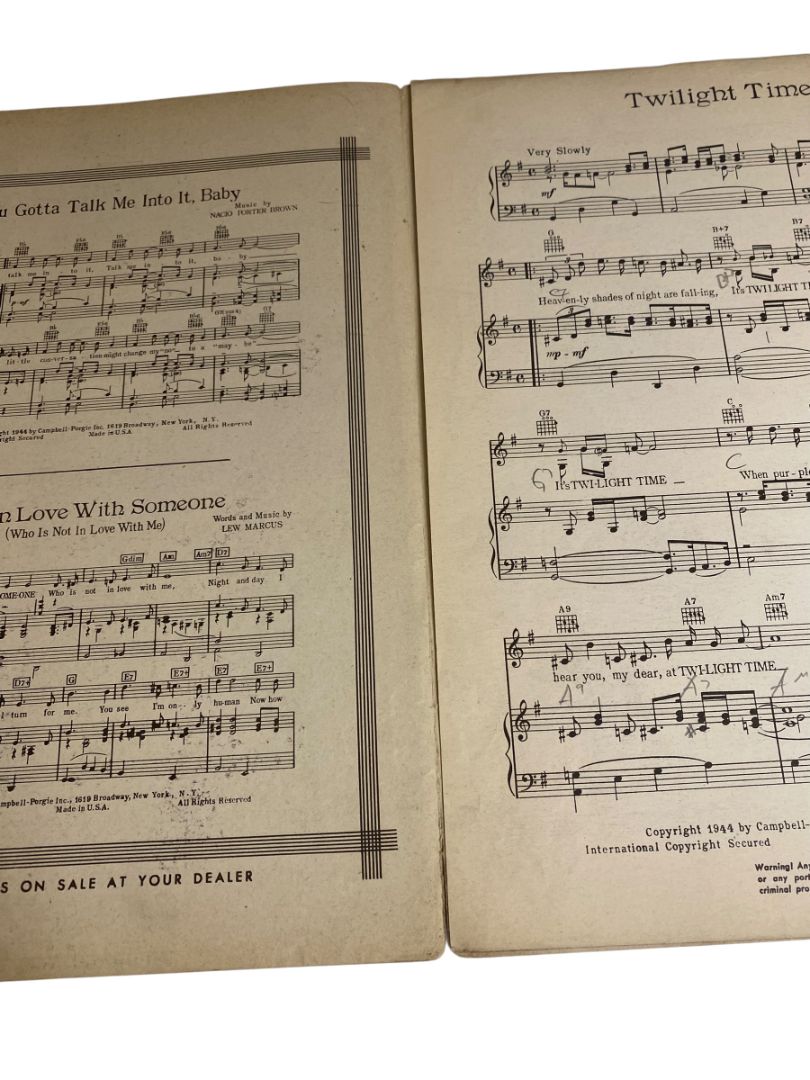 1944 Twilight Time Sheet Music Ram Nevins Dunn Campbell-Porgie