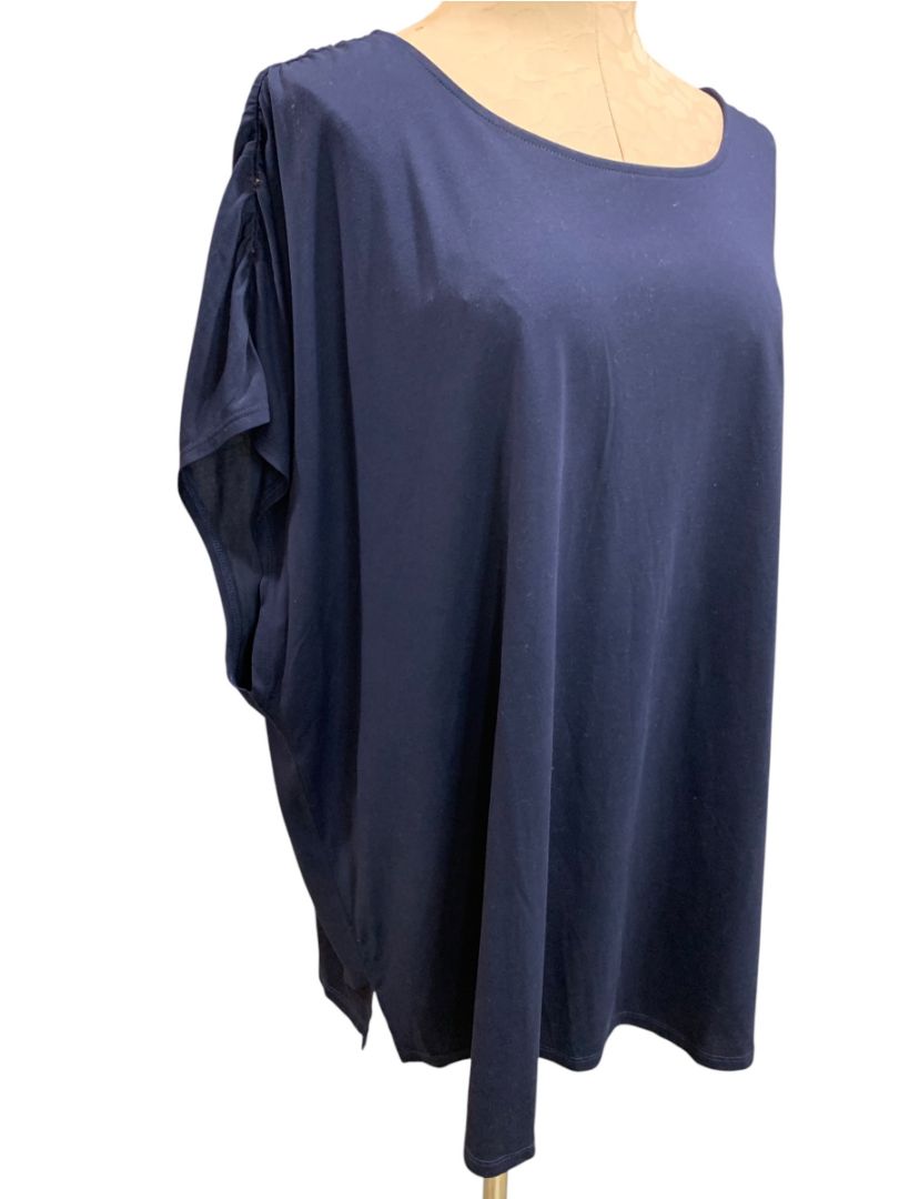 Size 3X Belle by Kim Gravel Womens Navy Blue Tshirt
