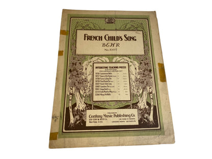 Antique French Child's Song Sheet Music Behar No 1007 Century Music