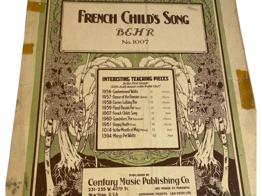 Antique French Child's Song Sheet Music Behar No 1007 Century Music